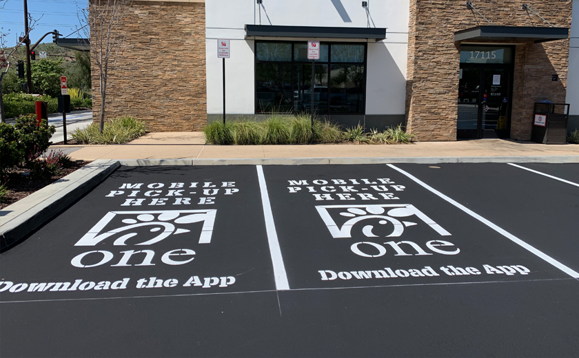 Close up of newly painted parking spot
